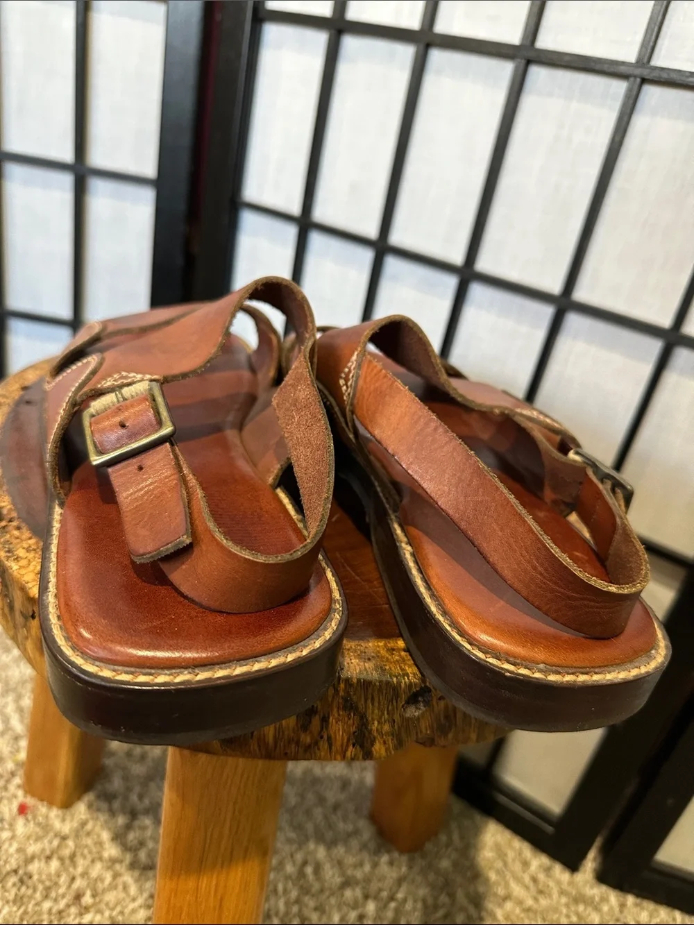 Cole Haan Men's Brown Leather Adjustable Strap Sandals 9.5 EUC